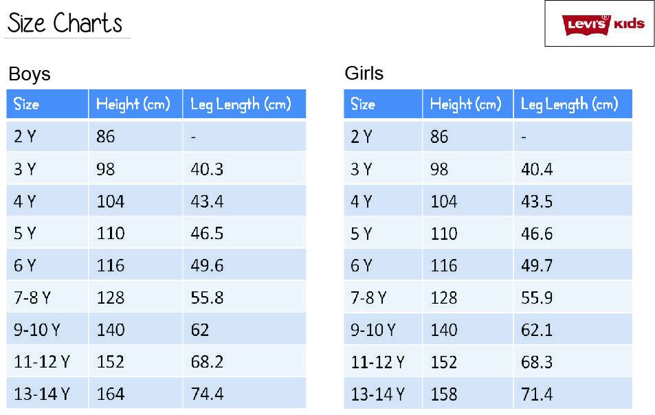 levis kids size guide