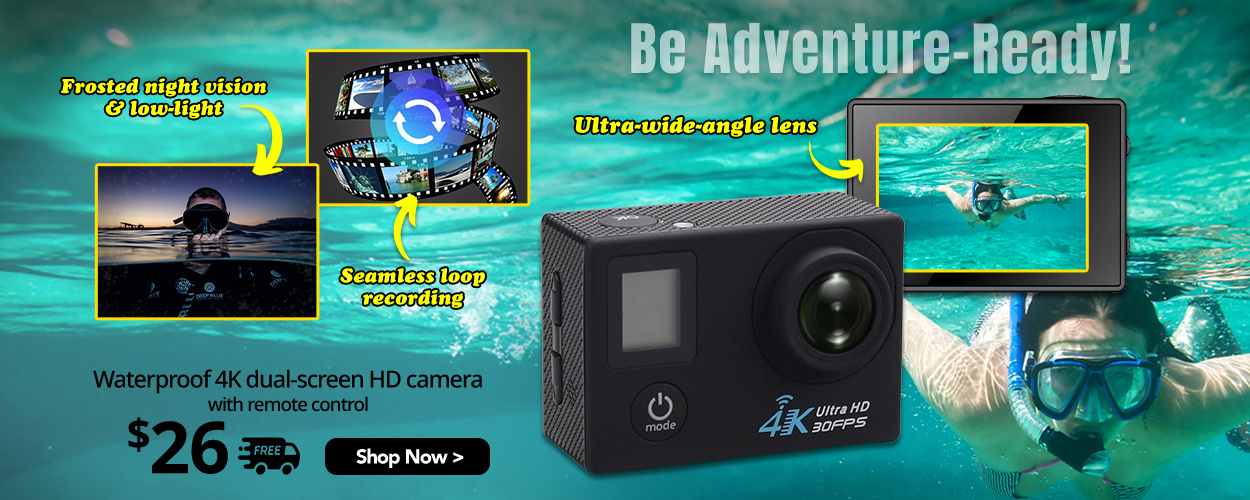 Waterproof 4K dual-screen HD camera